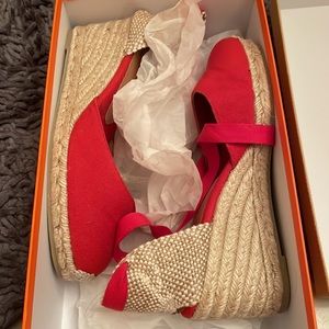 Castaner Ruby Red 38 Carina Espadrille Wedges NIB